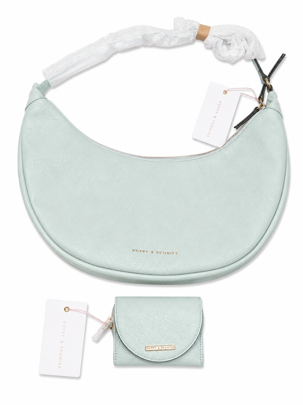 Poppy & Peonies - BRAND NEW - Mint Over The Moon Hobo Bag with Matching Wallet